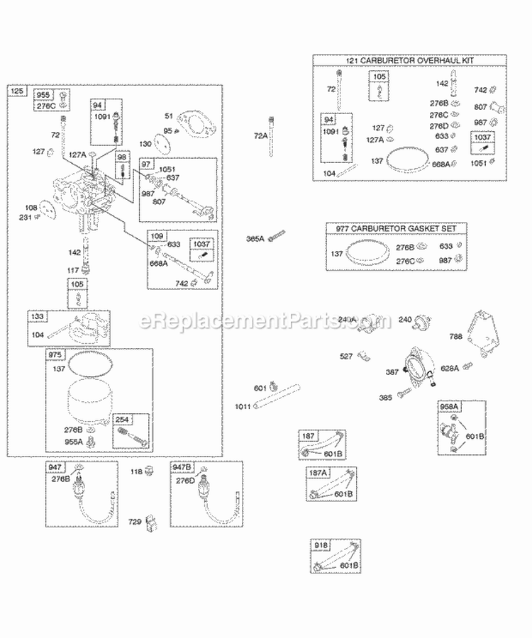 Carburetor Fuel Supply Kit - Carburetor Overhaul Diagram and Parts List for 303777-1114-E1  Briggs and Stratton Engine